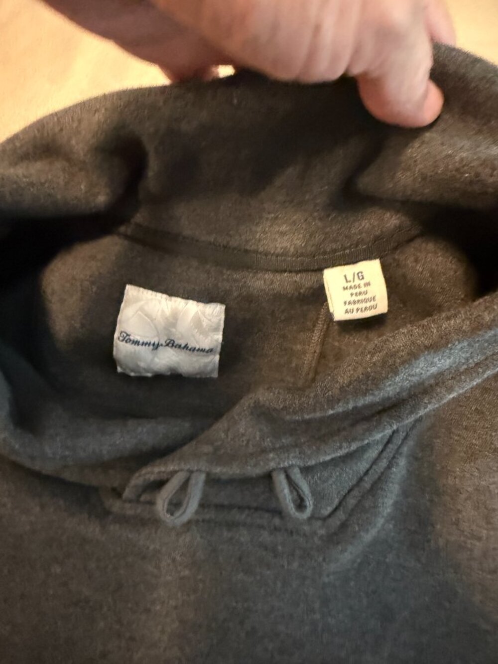 Tommy Bahama Men's Large Grey Shawl Collared Sweatshirt Pullover Button Neck - Picture 4 of 12